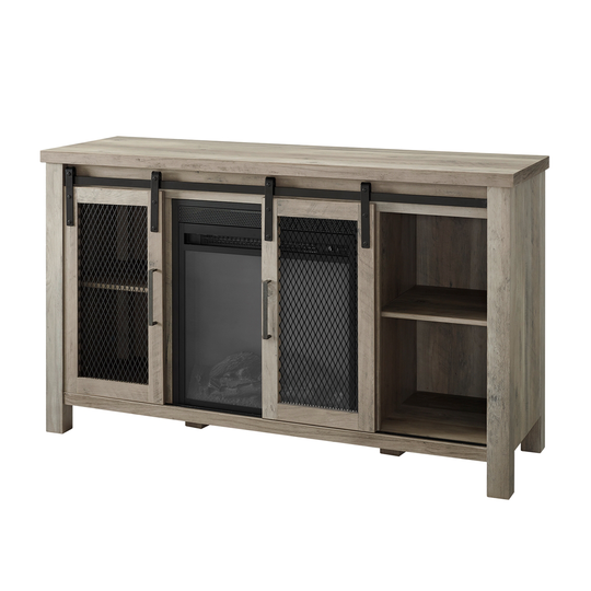 Walker Edison Farmhouse Fireplace TV Stand - 48-in x 28-in - Grey