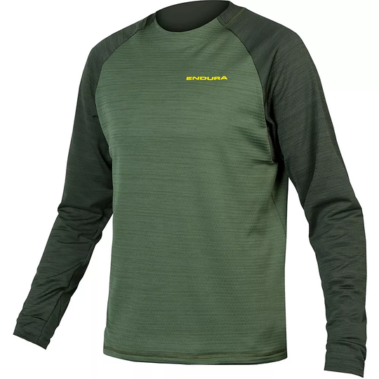 Endura Singletrack Fleece MTB Jersey - M} - Forest Green