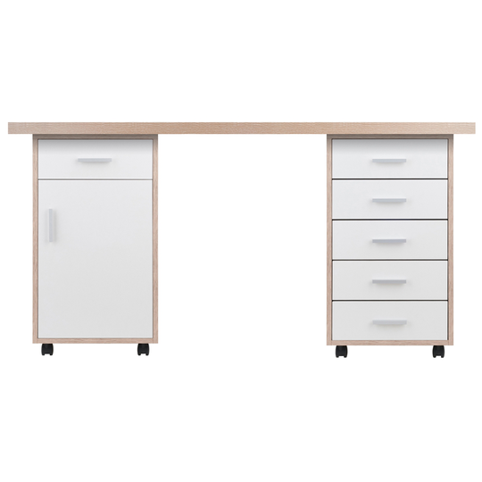 Winsome Wood Kenner Reclaimed Wood and White Asian Hardwood Transitional Home Office Furniture Set - 3-piece