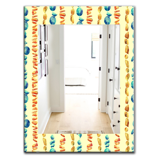 Designart 35.4-in x 23.6-in Yellow/Gold Beads from Natural Semiprecious Stones Bohemian and Eclectic Mirror