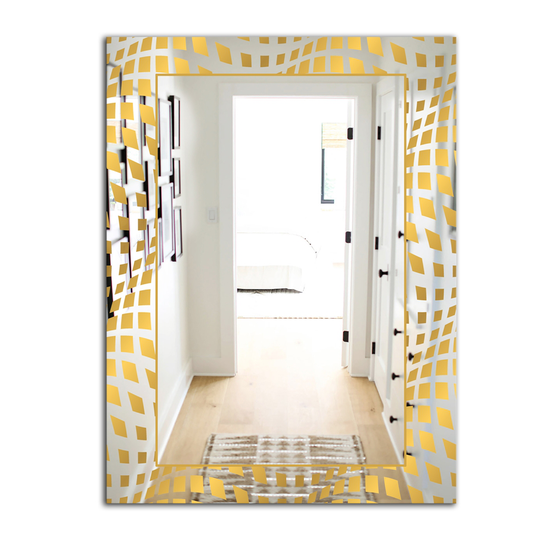 Designart Capital Gold Essential 7 Rectangular 35.4-in L x 23.6-in W Polished Glam Wall Mounted Mirror