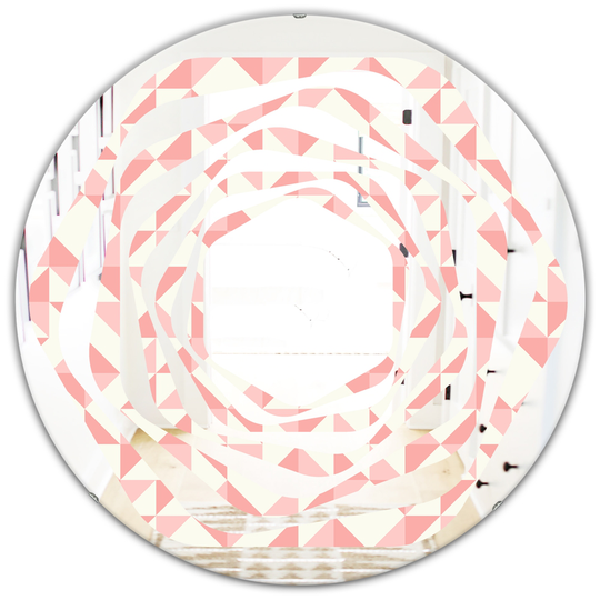 Designart 24-in Pink Round Abstract Geometric Pattern Polished Wall Mirror