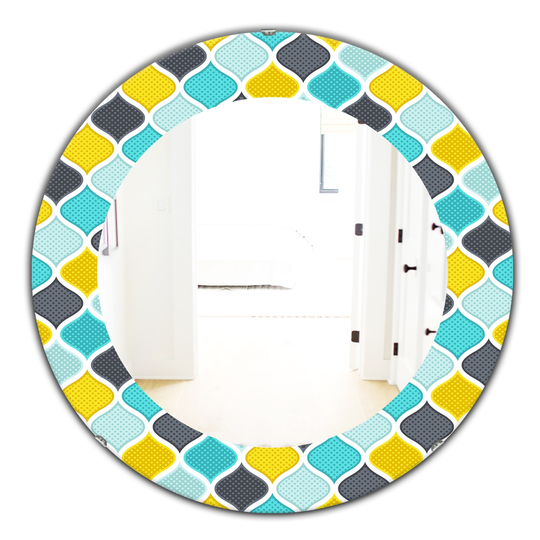 Designart 24-in x 24-in Blue Ornament Geometric Pattern Bohemian and Eclectic Mirror
