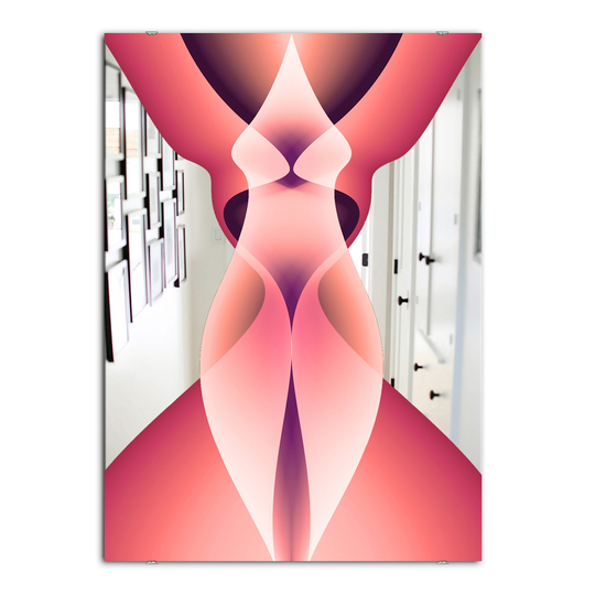 Designart Canada 35.4-in L x 23.6-in W Pink Rectangle Nebulous Waves Polished Wall Mirror