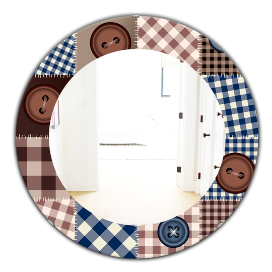 Designart Canada 24-in L x 24-in W Round Buttons on Squared Patchwork Polished Wall Mirror