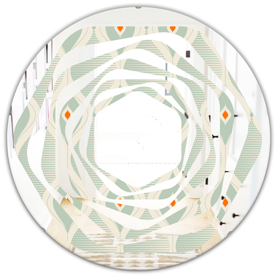 Designart 24-in Round Green Retro Abstract Drops VII Polished Wall Mirror