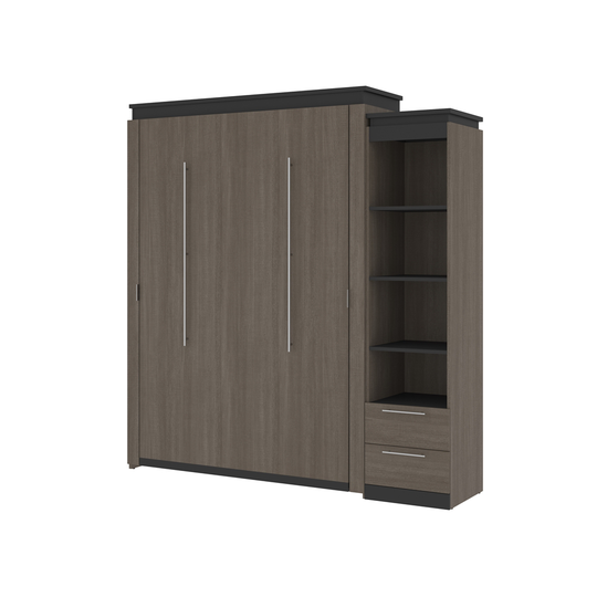 Bestar Orion Queen Murphy Bed Integrated Storage (Graphite & Bark Grey)