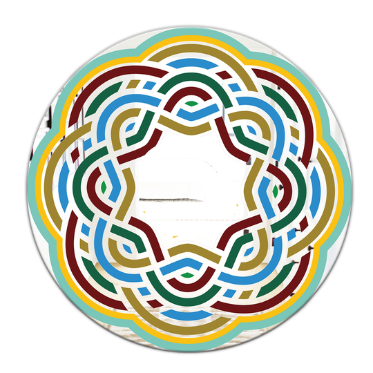 Designart Byzantine Rosette Round 24-in L x 24-in W Polished Mid-Century Blue Wall Mounted Mirror