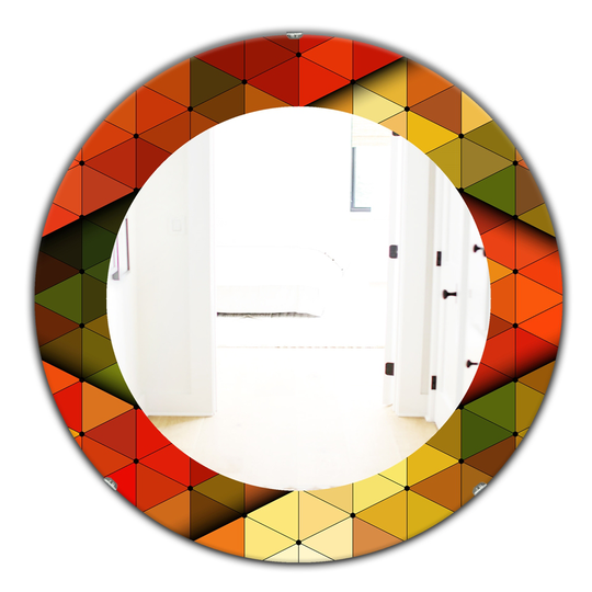 Designart 24-in x 24-in Triangular Colourfields Modern Mirror in Red