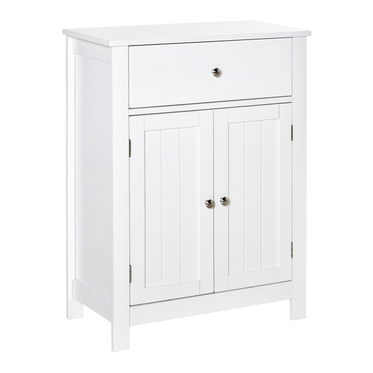 Kleankin 23.5-in W x 31.5-in H x 11.75-in D White MDF Freestanding Bathroom Cabinet with 2-Shelf
