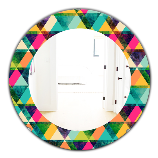 Designart 24-in x 24-in Green Triangular Colourfields Modern Mirror