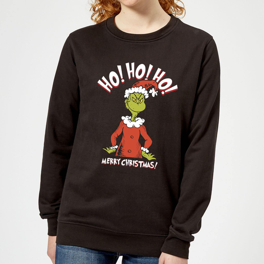 The Grinch Ho Ho Ho Smile Women's Christmas Jumper - Black - S