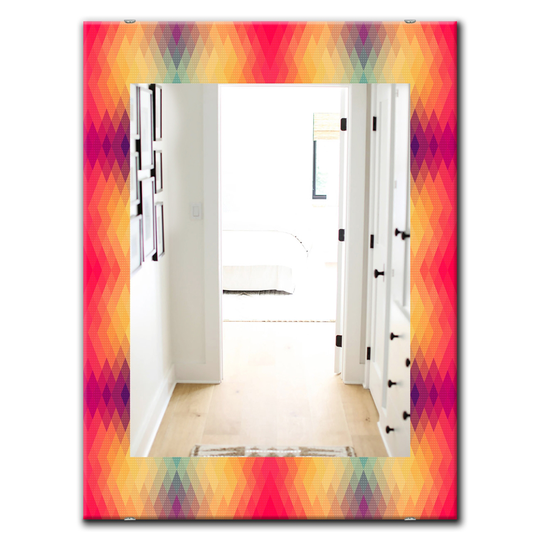 Designart 35.4-in x 23.6-in Red Triangular Colourfields Modern Mirror