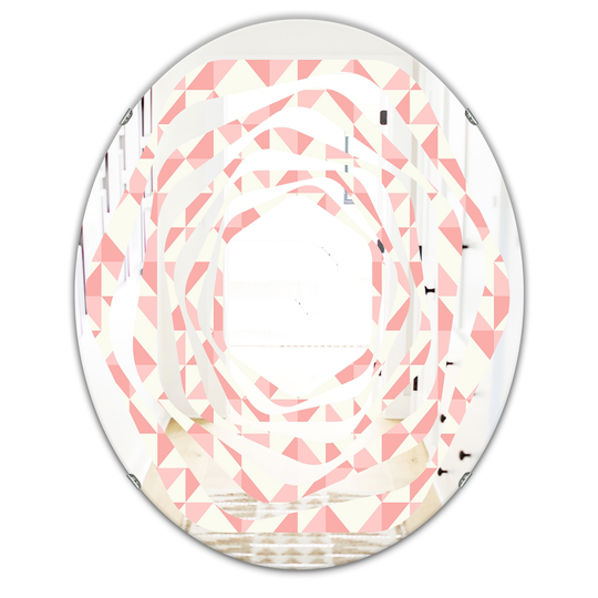 Designart 31.5-in L x 23.7-in W Pink Oval Abstract Geometric Pattern Polished Wall Mirror