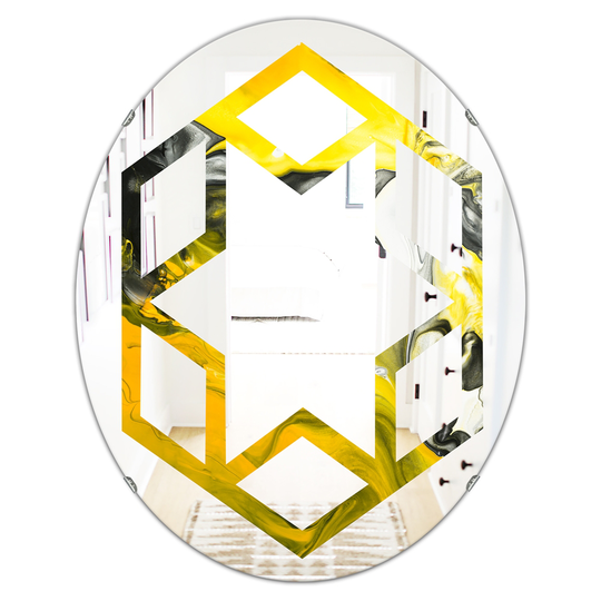 Designart Canada 31.5-in L x 23.7-in W Oval Yellow Marble Polished Wall Mirror