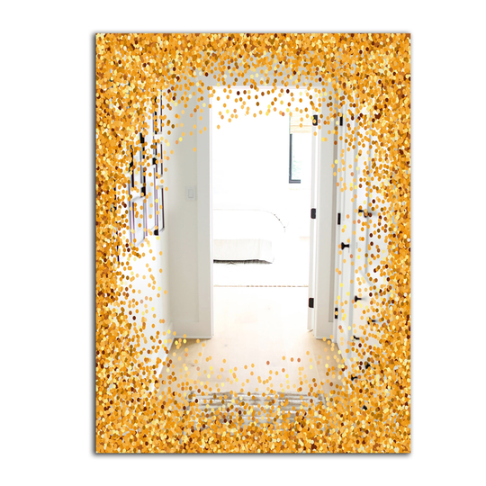 Designart Capital Gold Sparkle 21 Rectangular 35.4-in L x 23.6-in W Polished Glam Orange Wall Mounted Mirror
