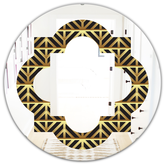 Designart 24-in x 24-in Golden Luxury Metallic Geometrics XIV Modern Round Mirror