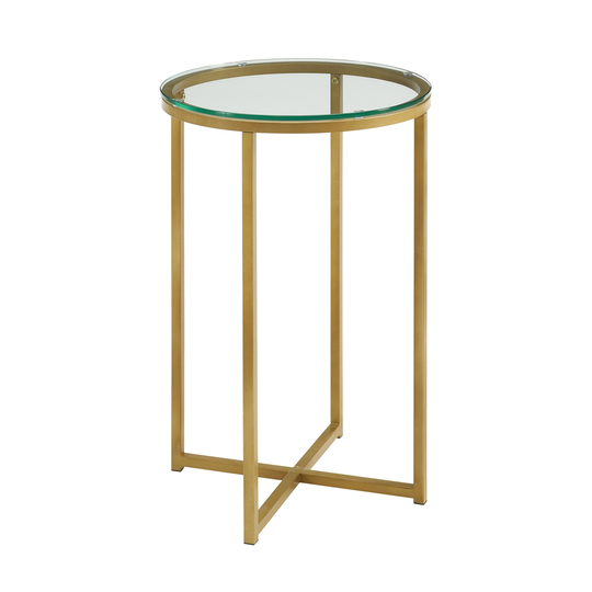 Walker Edison Round Side Table - 16-in - Glass/Gold