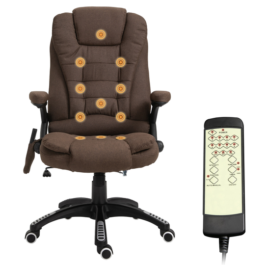 Vinsetto Brown Contemporary Adjustable Height Swivel Office Chair with Massage Feature