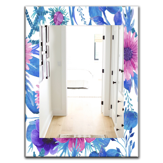 Designart Canada 35.4-in L x 23.6-in W Rectangle Purple Bloom Polished Wall Mirror
