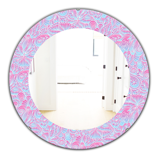 Designart 24-in x 24-in Blue/Pink Spheres Bohemian and Eclectic Mirror