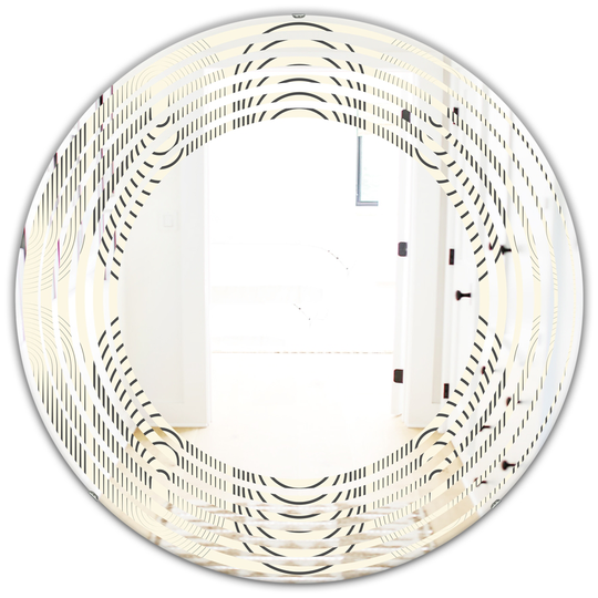 Designart 24-in Grey Round Monochrome Geometric Pattern X Modern Polished Wall Mirror