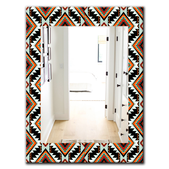 Designart 35.4-in x 23.6-in Black First Nations Pattern Bohemian and Eclectic Mirror