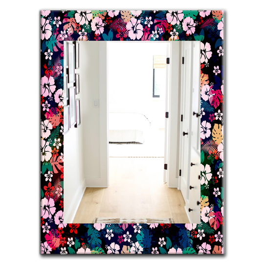 Designart Canada 23.6-in W x 35.4-in L Rectangle Obsidian Bloom Polished Wall Mirror
