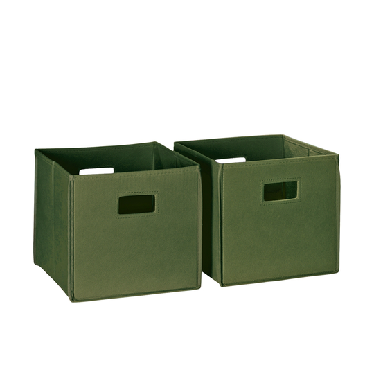 RiverRidge Home Folding Storage Bins - Fabric - 10.5-in x 10-in x 10.5-in - Olive - 2-Pack