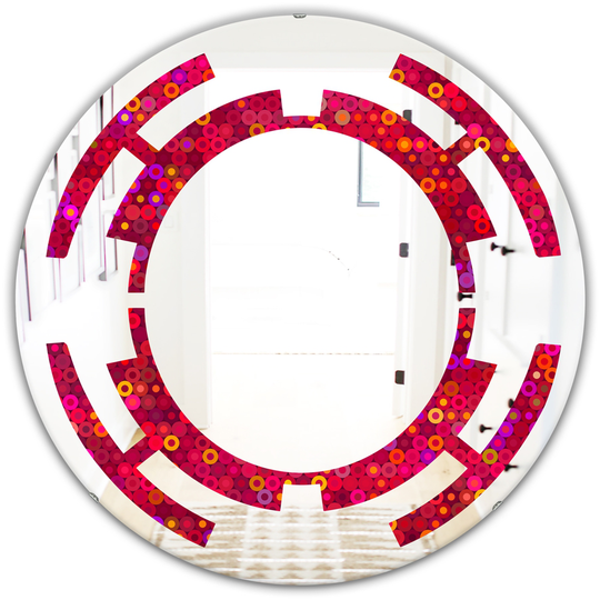 Designart 24-in x 24-in Circular Retro Design III Modern Round Wall Mirror in Red
