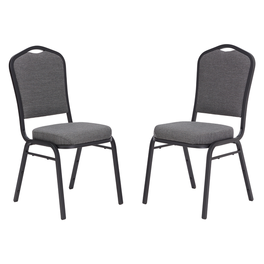 National Public Seating 9300 Series Natural Greystone Fabric Traditional Stackable Chairs with Black Frame - Set of 2