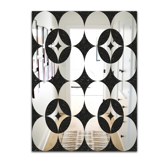 Designart Copper Spruce 2 Rectangular 35.4-in L x 23.6-in W Polished Modern Black Wall Mounted Mirror