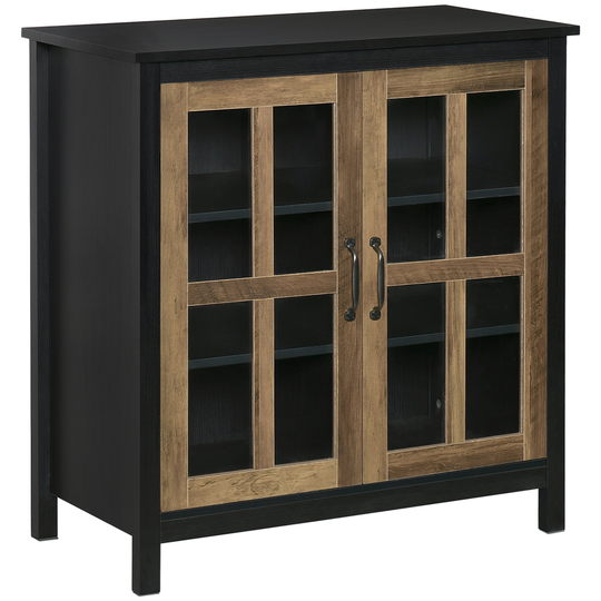 HomCom Black /Natural Wood Effect Composite Sideboard