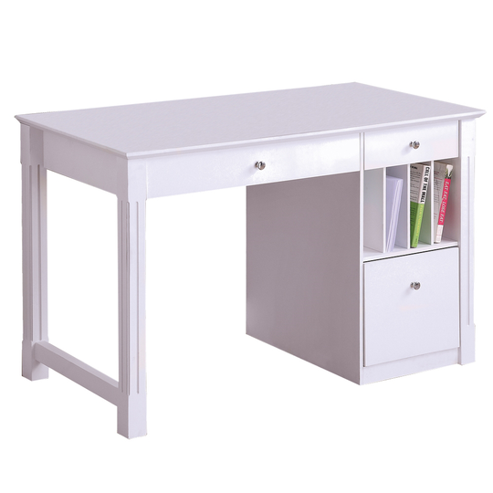 Walker Edison Home Office Deluxe White Wood Storage Computer Desk