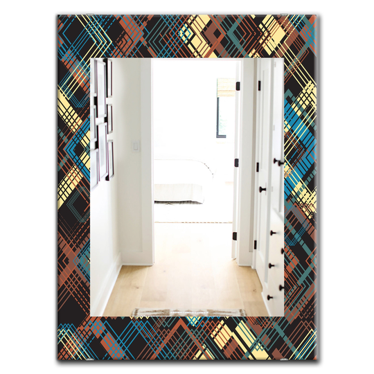 Designart Canada 35.4-in L x 23.6-in W Rectangle Obsidian Impressions Bohemian Polished Wall Mirror