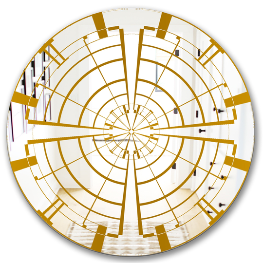Designart Canada 24-in L x 24-in W Gold Round Maya Vortex Polished Wall Mirror