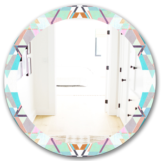 Designart Canada 24-in L x 24-in W Round Pastel Triangles Polished Wall Mirror