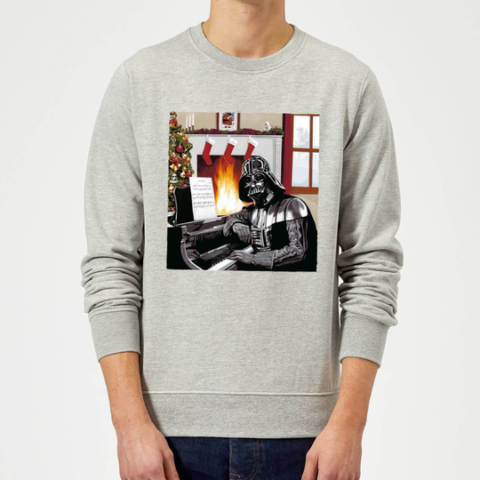 Star Wars Darth Vader Piano Player Grey Christmas Jumper - S