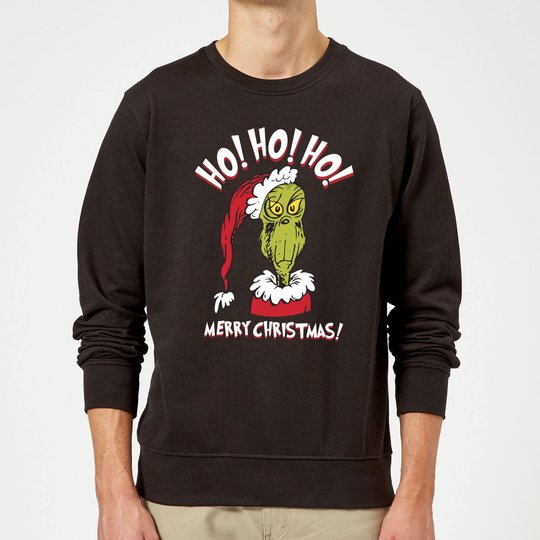The Grinch Ho Ho Ho Christmas Jumper - Black - S