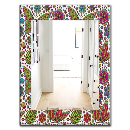 Designart 35.4-in x 23.6-in Green Butterfly Bohemian and Eclectic Mirror