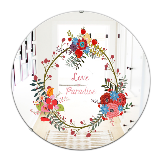 Designart Canada 24-in L x 24-in W Round Love Is Paradise Polished Wall Mirror