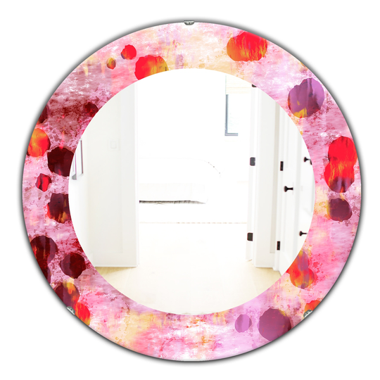 Designart Canada 24-in L x 24-in W Round Pink Spheres Modern Polished Wall Mirror