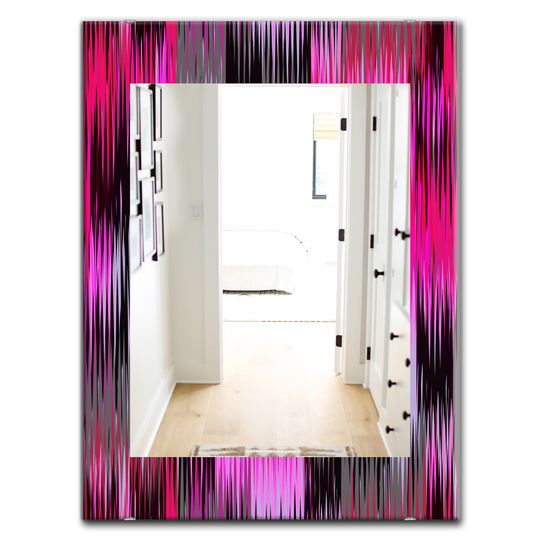 Designart Canada 35.4-in L x 23.6-in W Rectangle Black and Purple Ikat Polished Wall Mirror