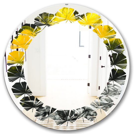 Designart Canada 24-in W x 24-in L Round Marbled Yellow Polished Wall Mirror