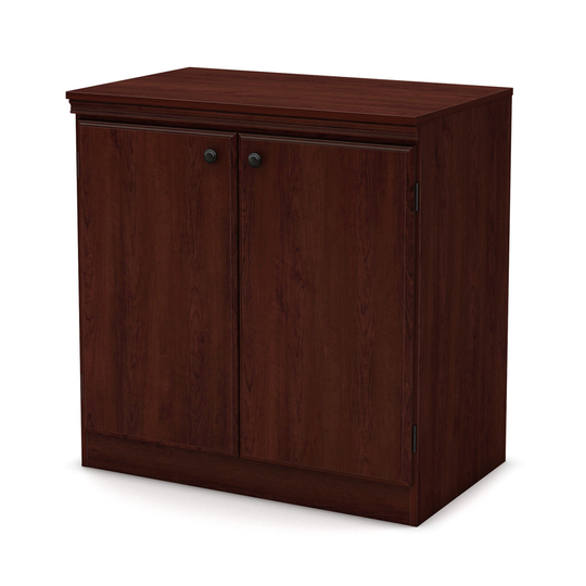 South Shore Furniture Morgan Small 2-Door Storage Cabinet - 2 Shelves - Royal Cherry