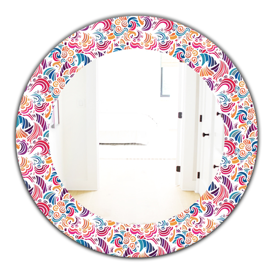 Designart 24-in x 24-in Red Mosaic Pattern Modern Mirror