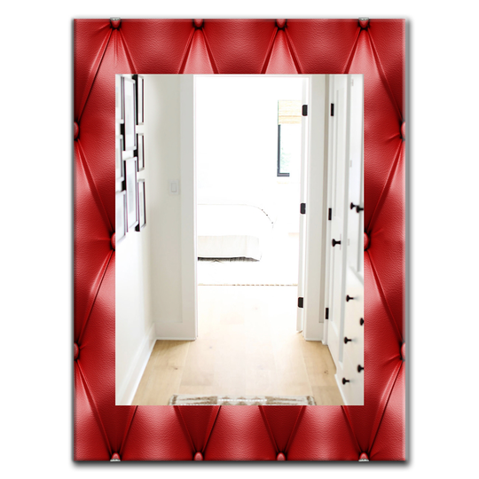Designart 35.4-in x 23.6-in Red Leather Print III Modern Mirror
