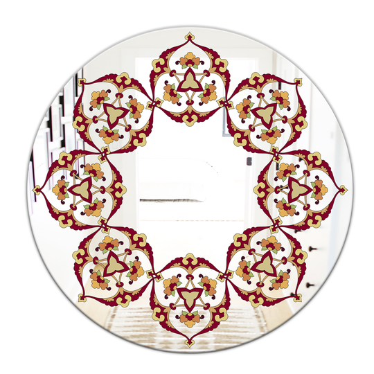 Designart Round 24-in L x 24-in W Polished Eclectic Brown/Beige Wall Mounted Mirror