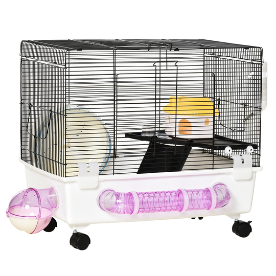 PawHut 1.97-ft x 1.15-ft x 1.72-ft White Plastic and Wire Small (25-lb or Less) Hamster Cage