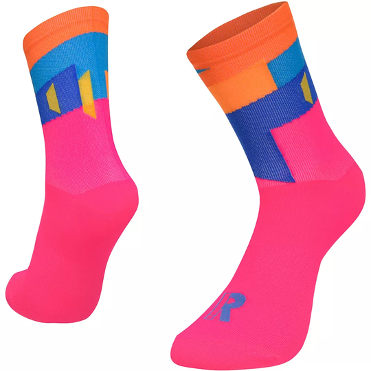 Ratio 16cm Sock - Fracture - S/M} - Pink-Orange